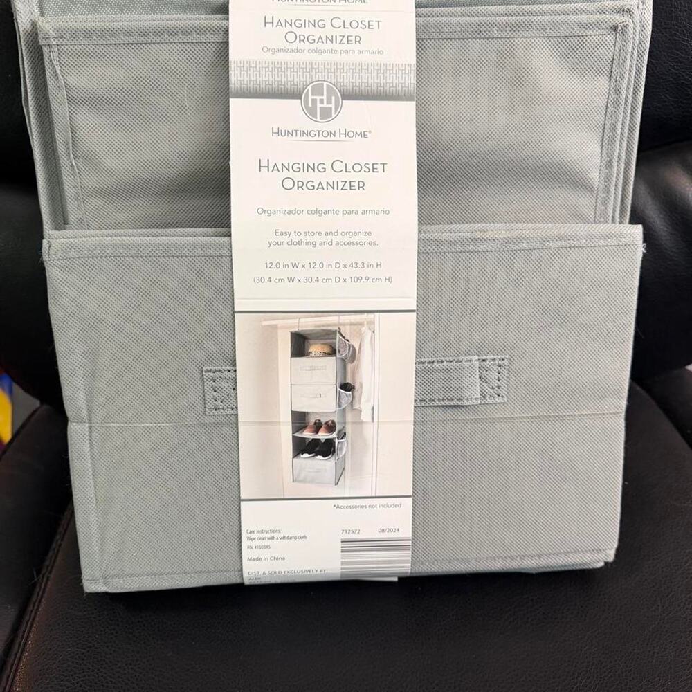 New Huntington Home Hanging Closet Organizer in gray.